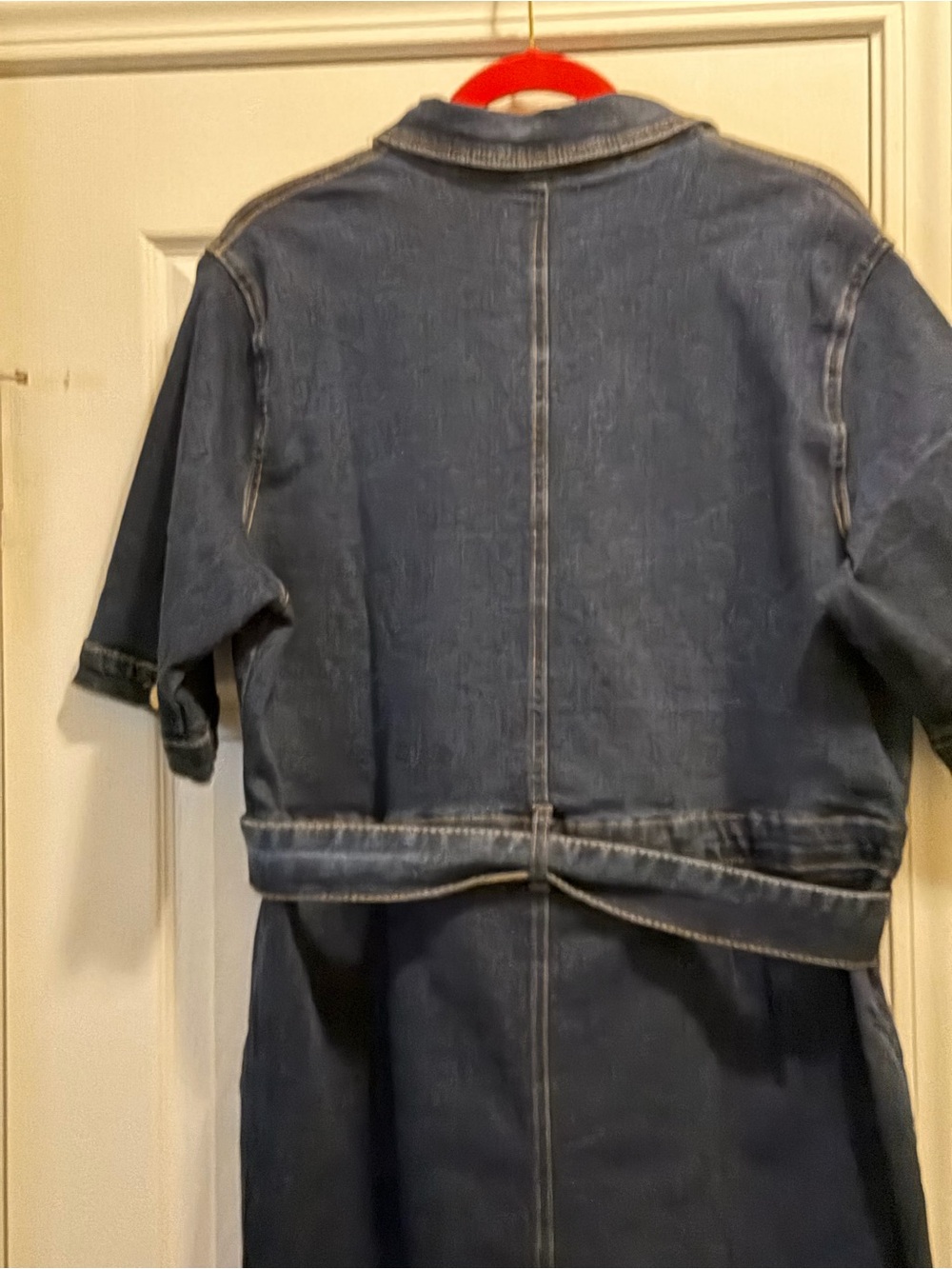 Denim Shirt Dress with Tie Waist - Picture 16 of 16